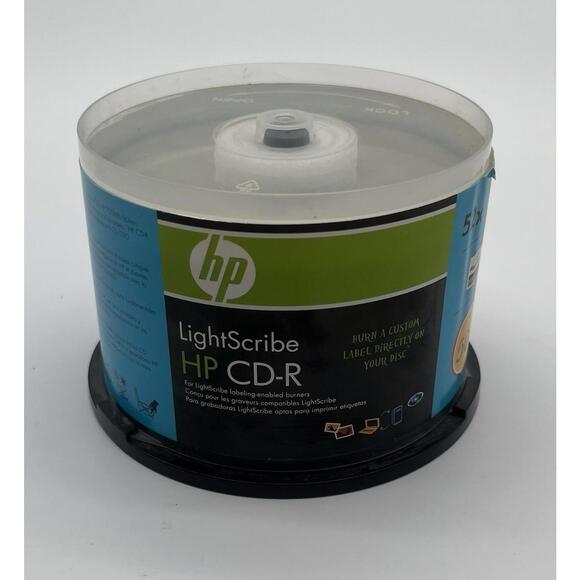 HP Lightscribe CD-R Discs 50 PK 52X 700 MB 80 Min Music NEW SEALED - Picture 1 of 1